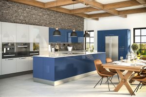 Ultragloss Baltic Blue Ultragloss Light Grey Kitchen