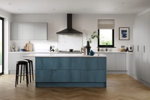 Zurfiz Supermatt Croma Blue and Supermatt Light Grey Kitchen