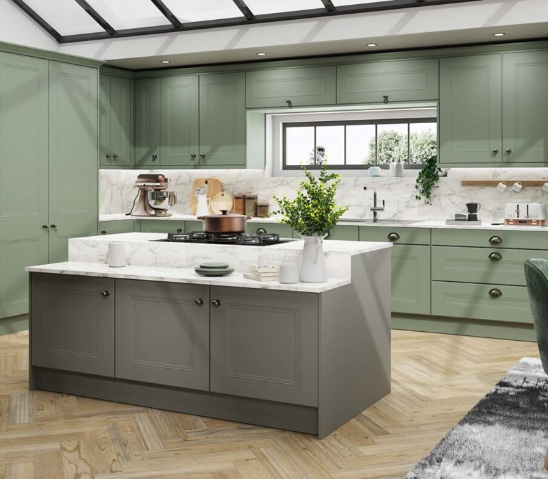Bella Buxton Matt Sage Green Kitchen